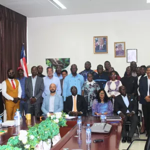 Members of the project’s steering committee posed for a photo at the closing of the meeting in Monrovia