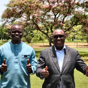 r. Baboucarr Manneh, AfricaRice DG (on the left) and Dr. Simeon Ehui, IITA DG.